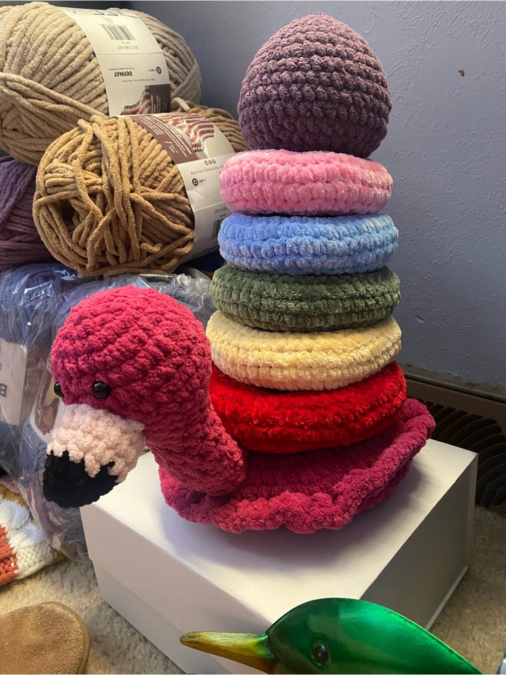 Customizable Plush Stacking Toy - Multicolor Soft Crochet Rings - Picture 2 of 3